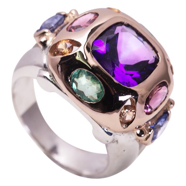 Bague Or et Argent Multi Pierres